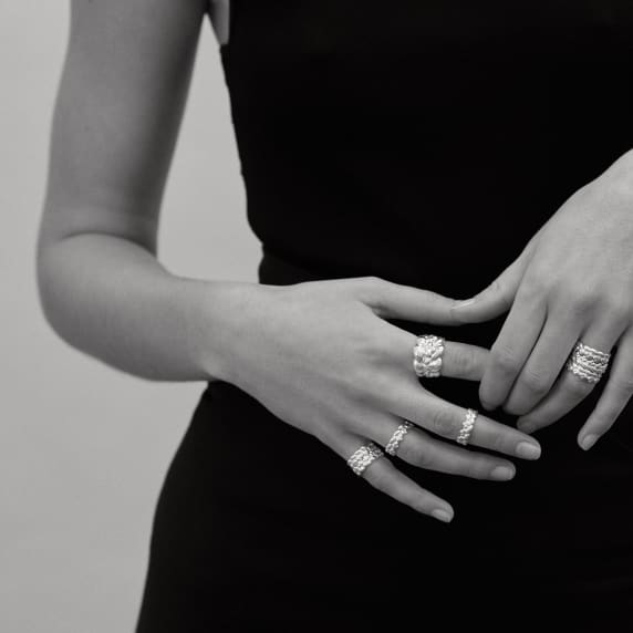 Christofle メンズ　リング Sterling Silver Thin Bangle Ring Babylone